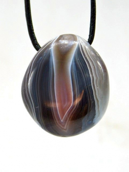 Preview: Achat grau gebändert,  Größe LG, Botswana, gebohrt